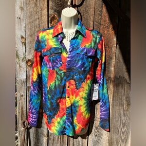 NWT Vibrant button-up mock pullover by Cowgirl Tuff Co, XS